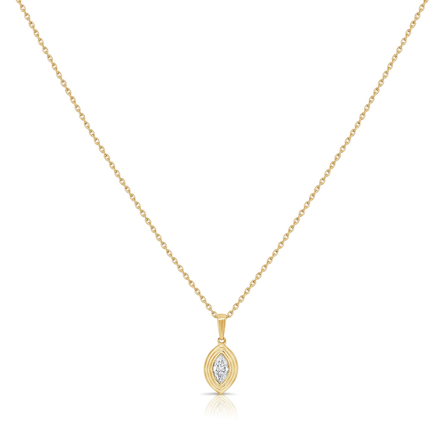 14K Gold 0.15ct Marquise Diamond Solitaire Pendant Necklace