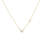 14K Gold 0.31ct Emerald & Round Diamond Pendant Necklace
