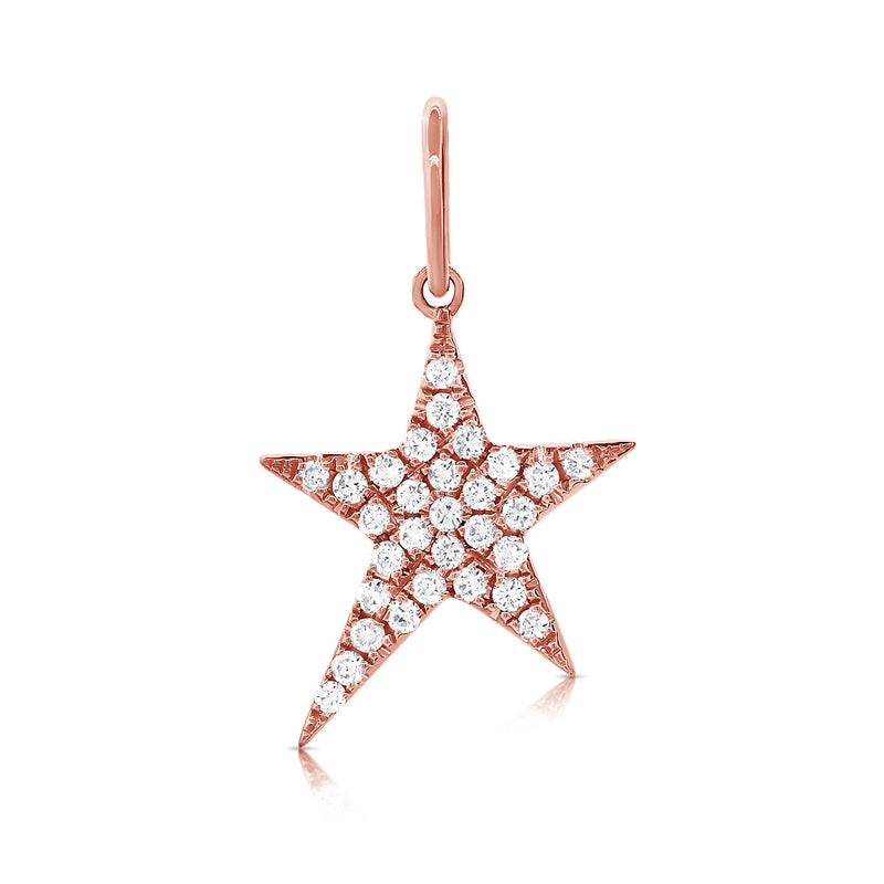 Radiant 14K Gold Star Diamond Pendant with 0.28 Carats