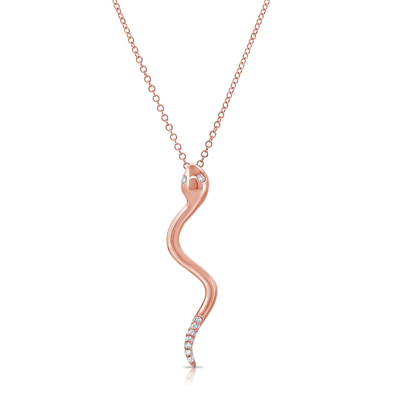 14K Gold Snake Necklace with Diamonds