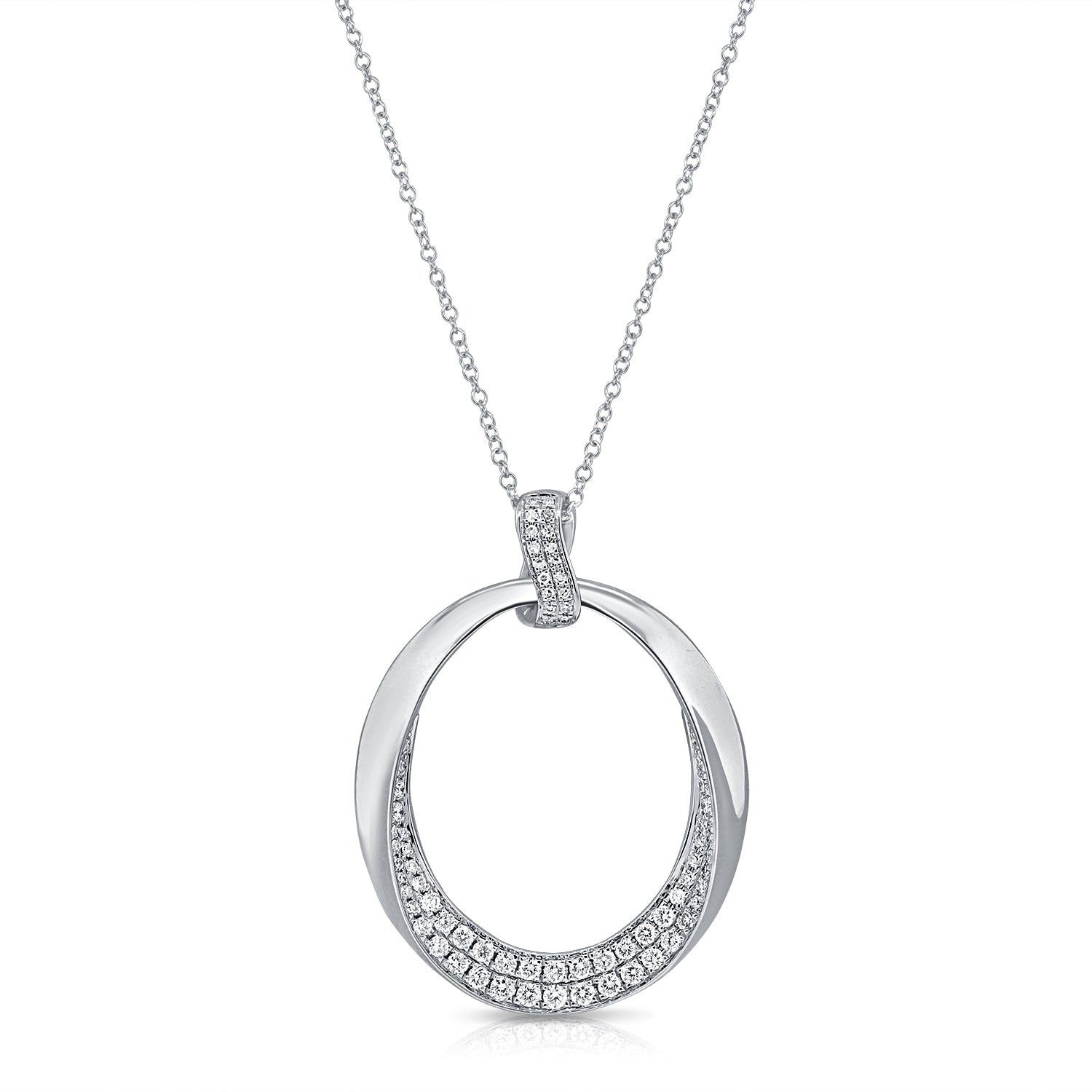 14K Gold 0.59ct Diamond Oval Pendant Necklace
