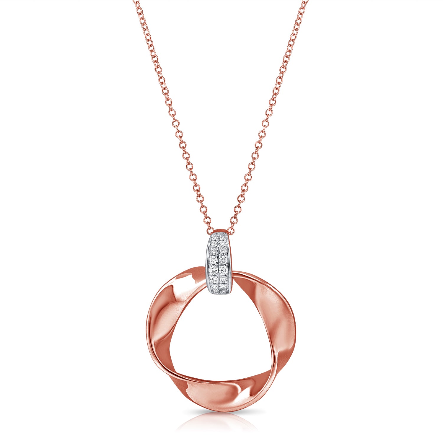 14K Gold 0.11ct Diamond Link Pendant Necklace