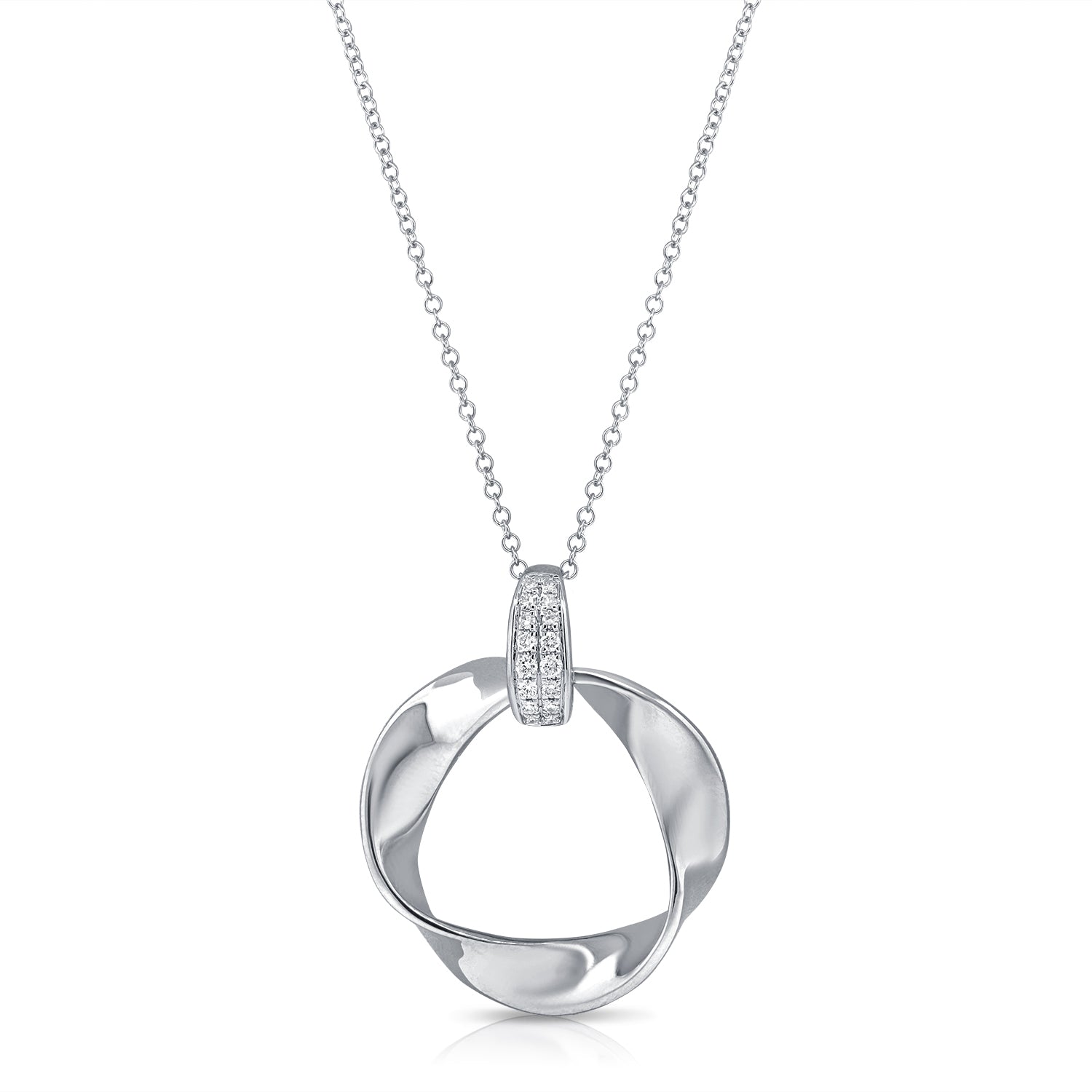 14K Gold 0.11ct Diamond Link Pendant Necklace