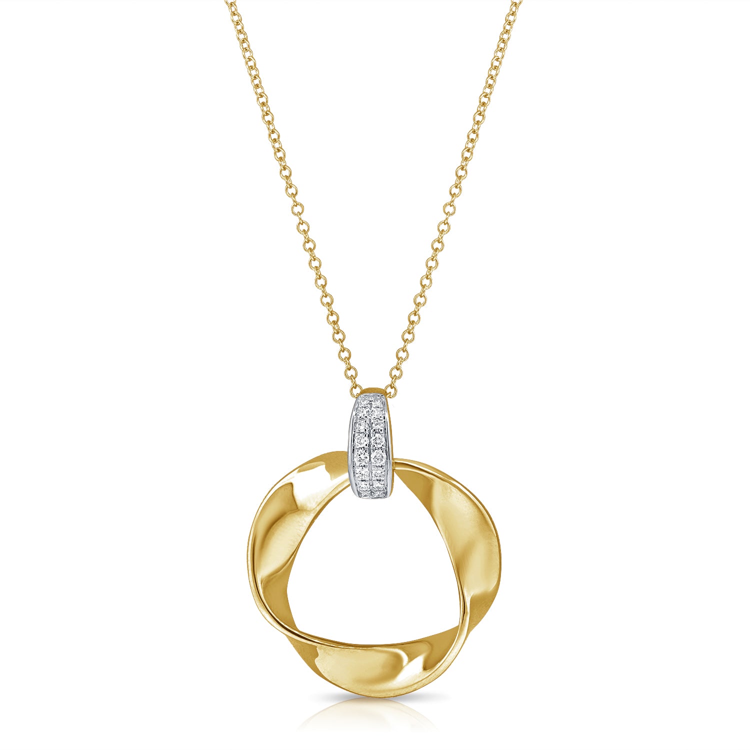 14K Gold 0.11ct Diamond Link Pendant Necklace