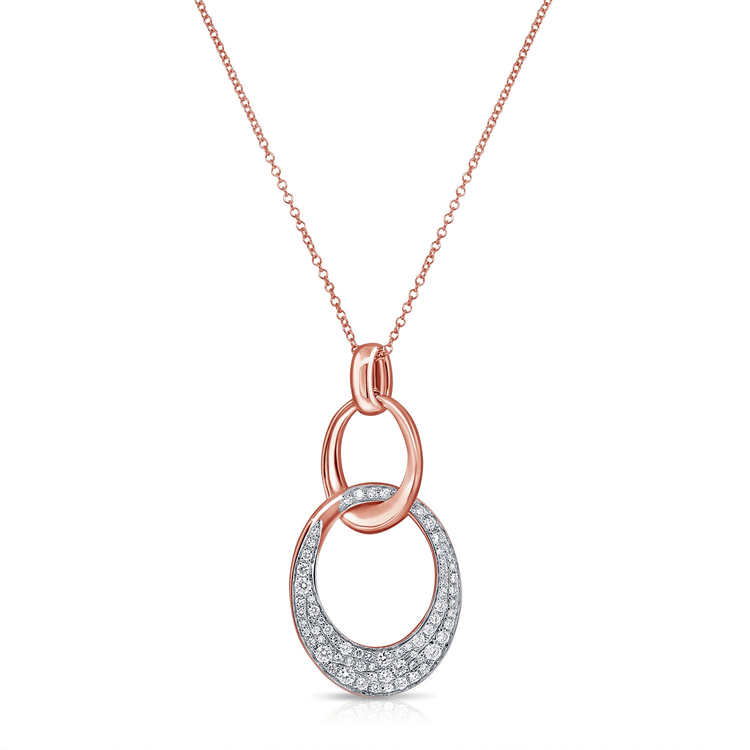14K Gold 0.64ct Diamond Link Pendant Necklace
