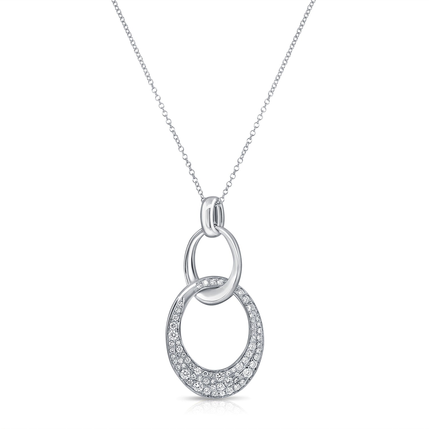 14K Gold 0.64ct Diamond Link Pendant Necklace