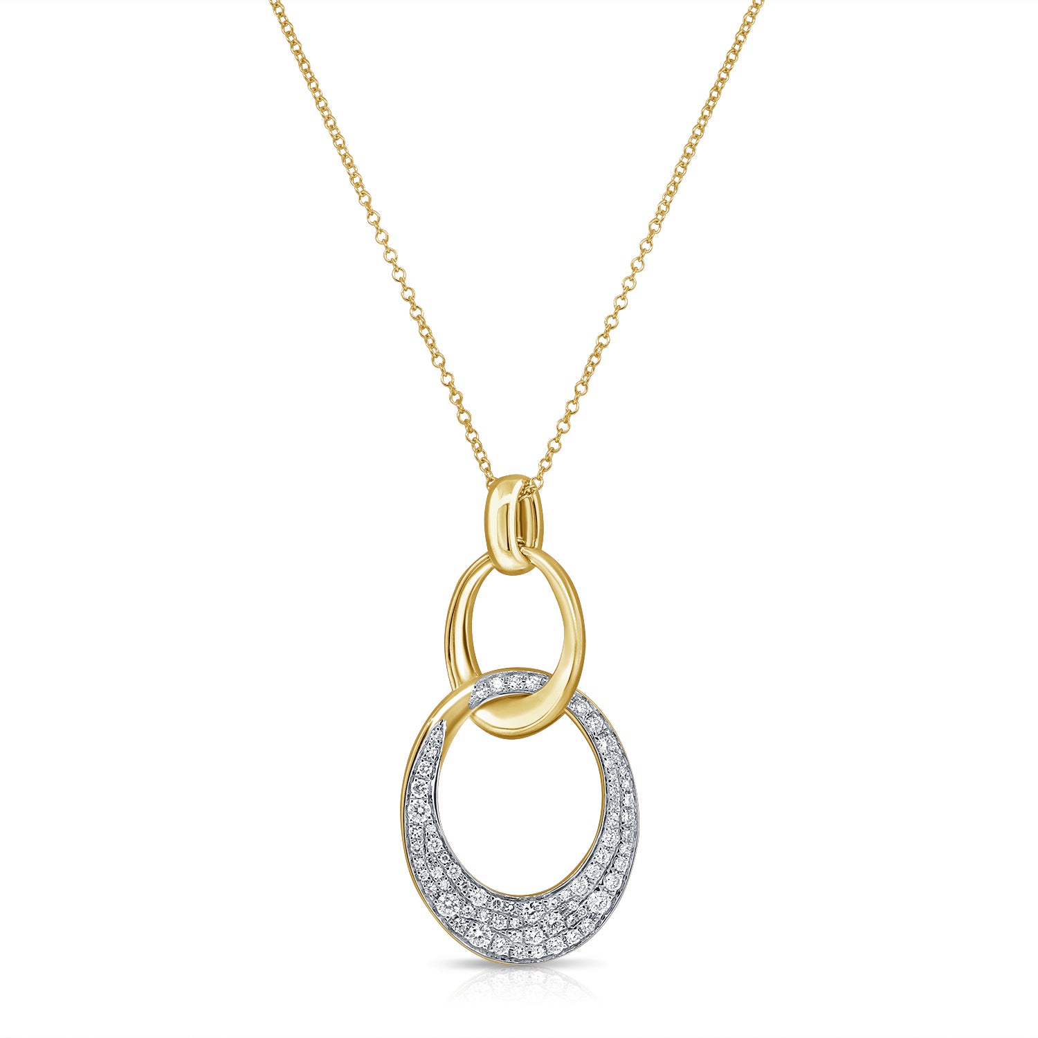 14K Gold 0.64ct Diamond Link Pendant Necklace