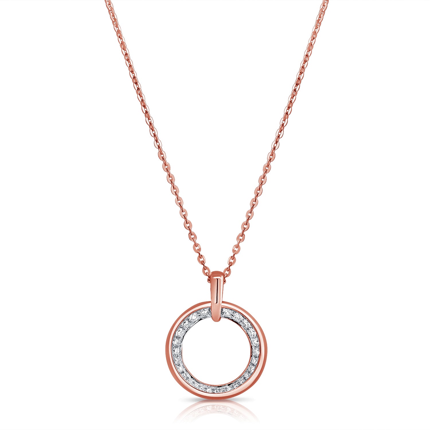 14K Gold 0.49ct Diamond Open Circle Pendant Necklace