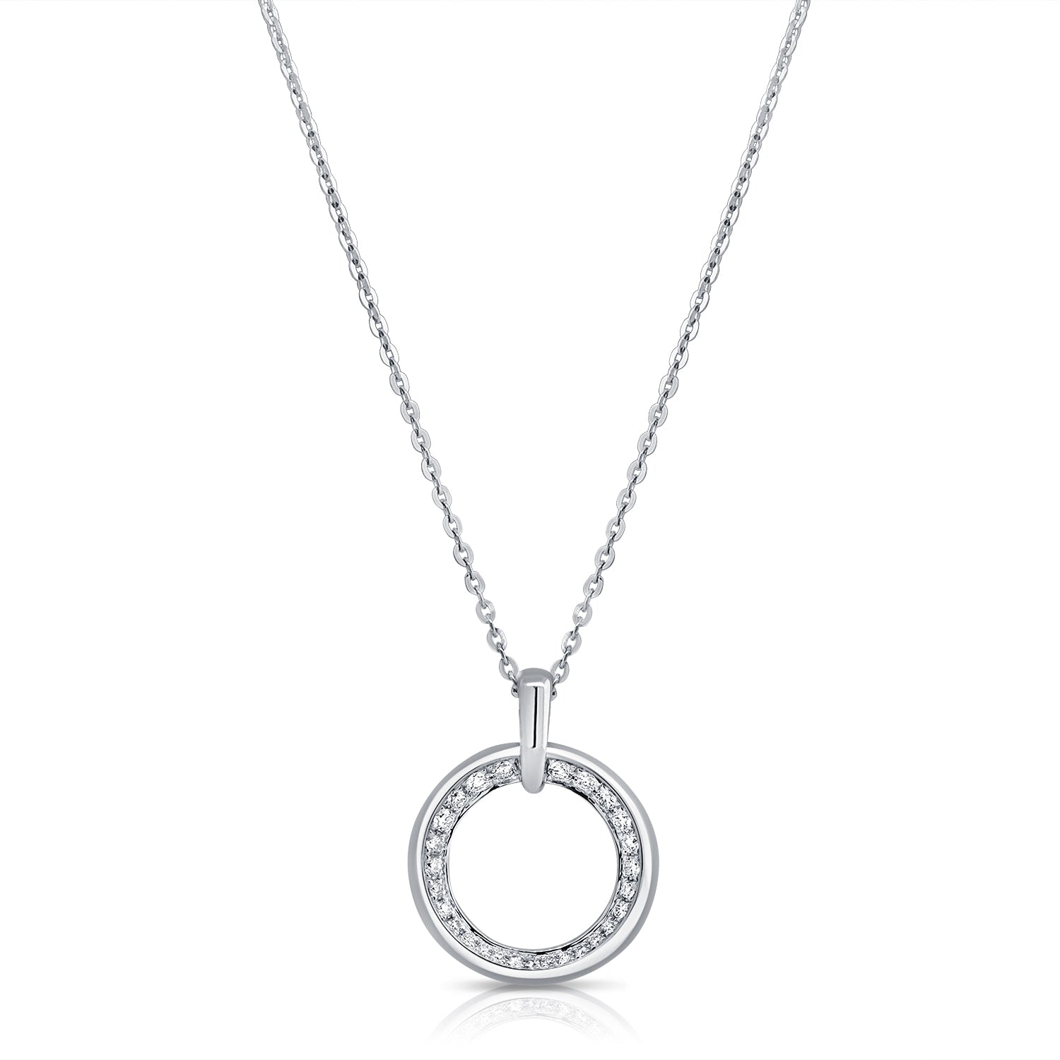 14K Gold 0.49ct Diamond Open Circle Pendant Necklace