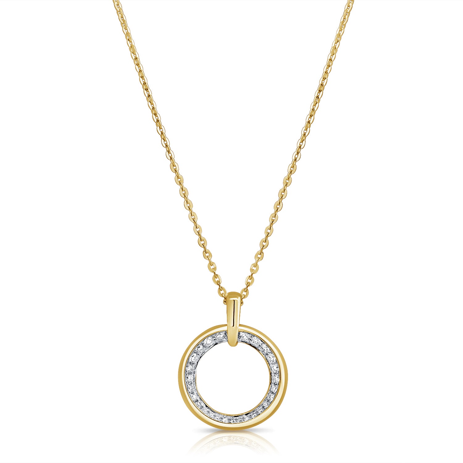 14K Gold 0.49ct Diamond Open Circle Pendant Necklace