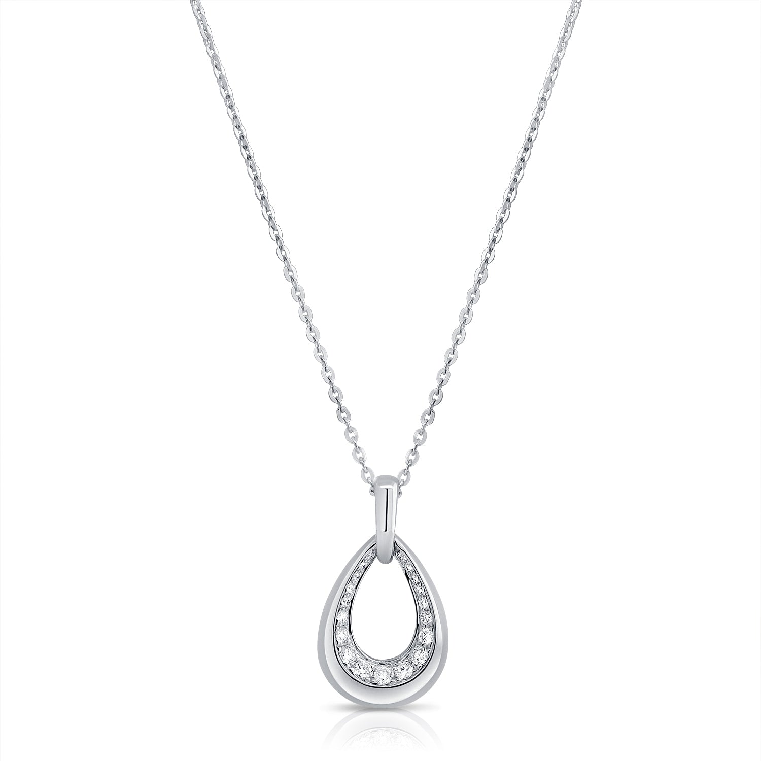14K Gold 0.38ct Diamond Pear Pendant Necklace