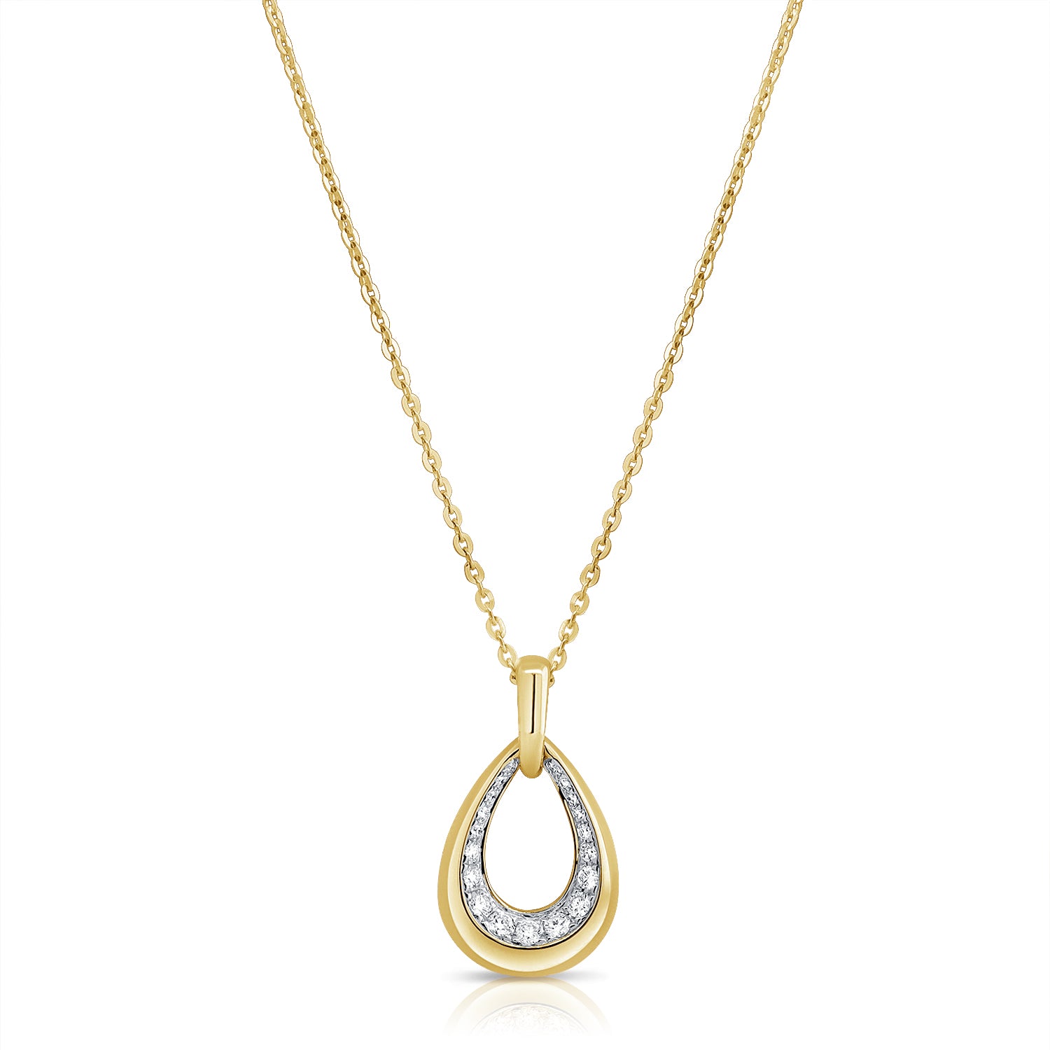 14K Gold 0.38ct Diamond Pear Pendant Necklace