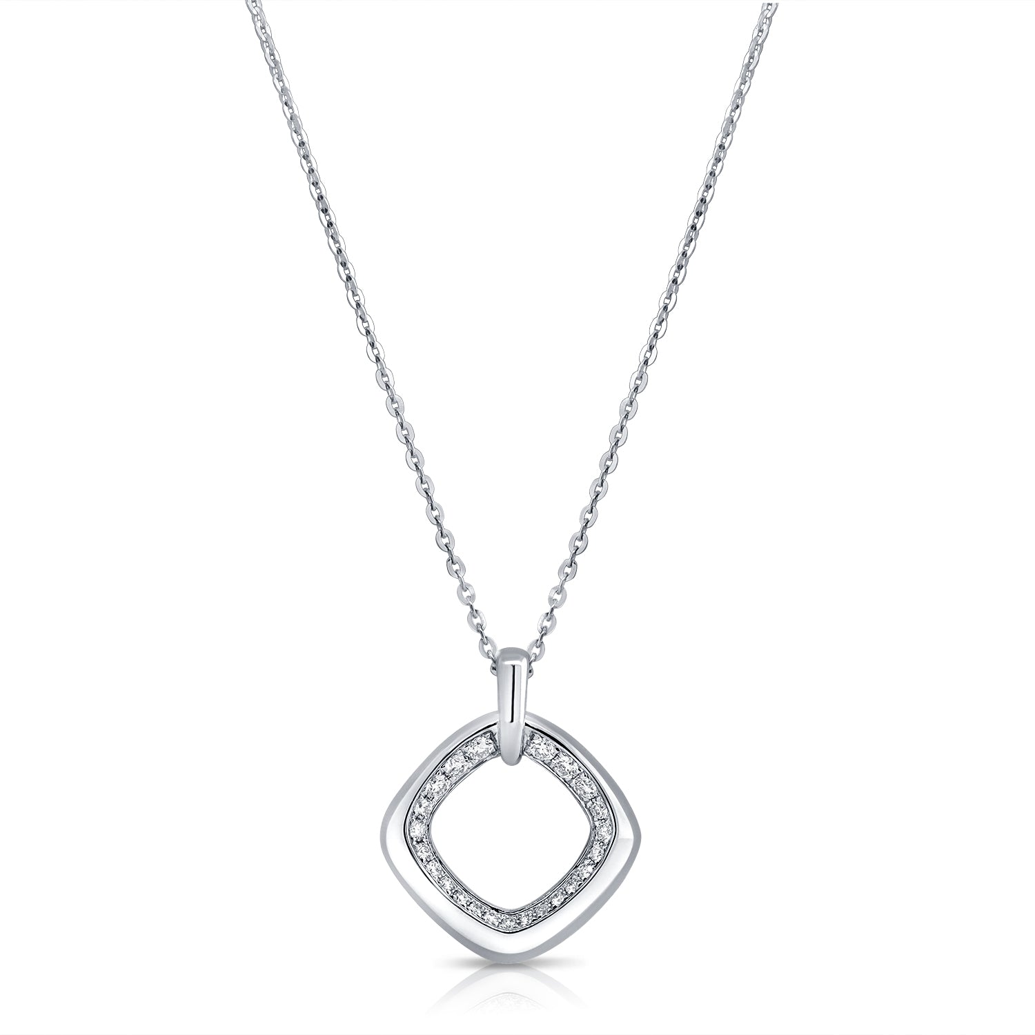 14K Gold 0.37ct Diamond Cushion-Shaped Pendant Necklace