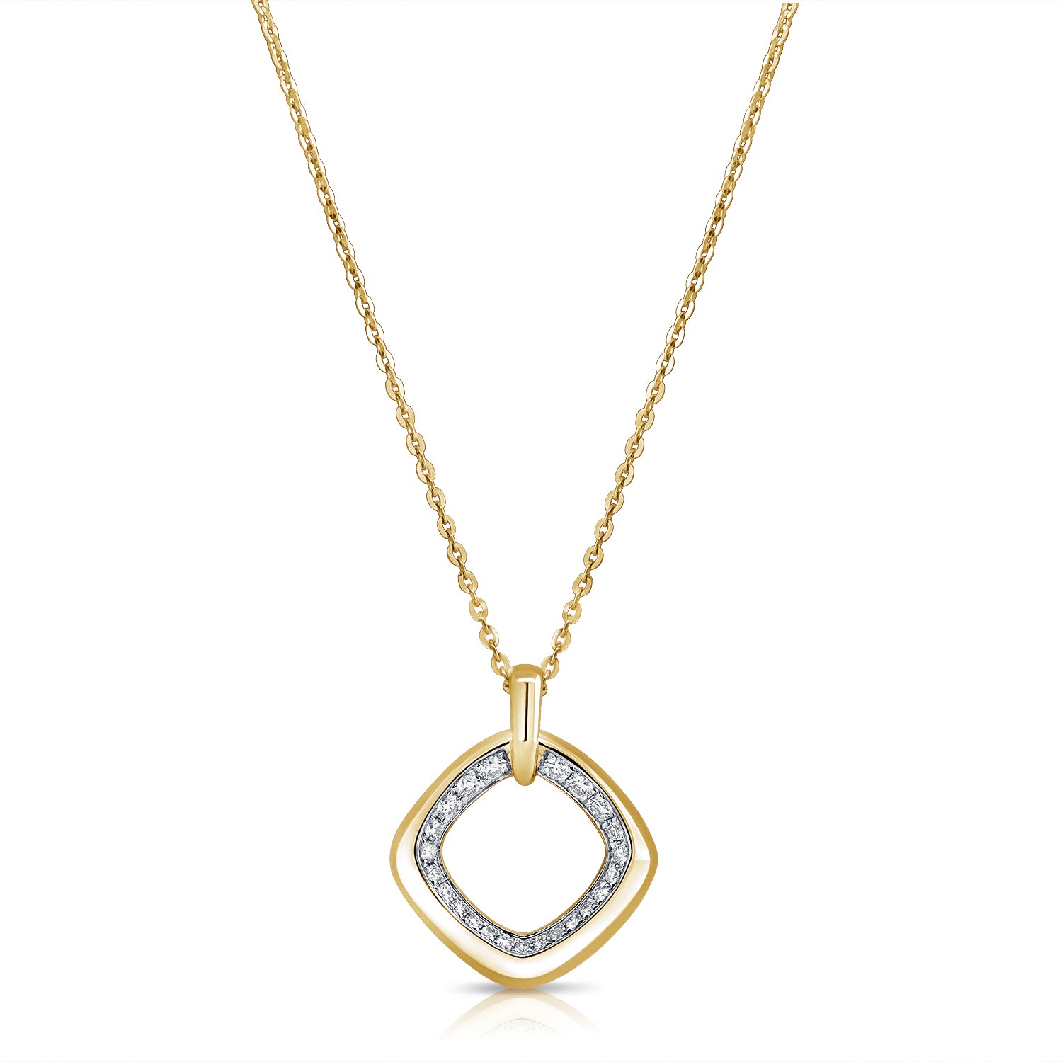 14K Gold 0.37ct Diamond Cushion-Shaped Pendant Necklace