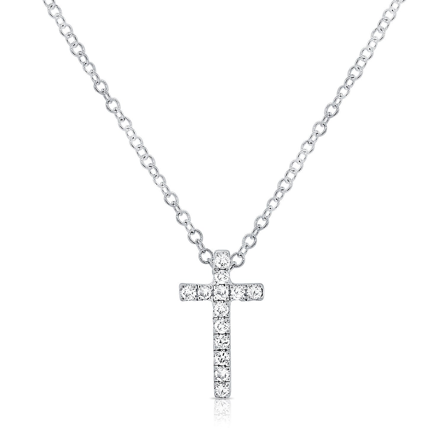 14K Gold Cross Necklace with Diamonds