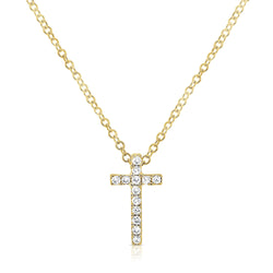 14K Gold Cross Necklace with Diamonds