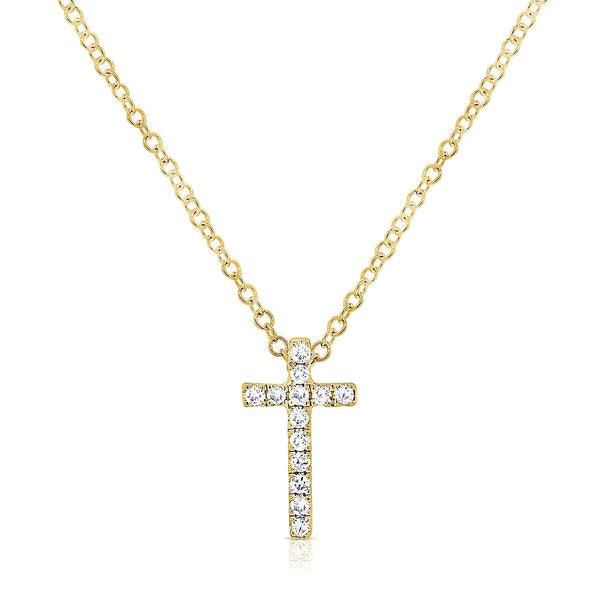 14K Gold Cross Necklace with Diamonds