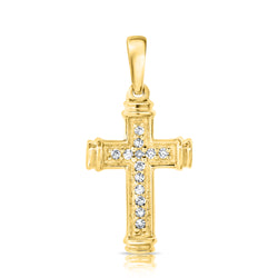 Dazzling Diamond Cross Pendant mounted in 14Kt Gold Cross with 0.03ct Diamonds