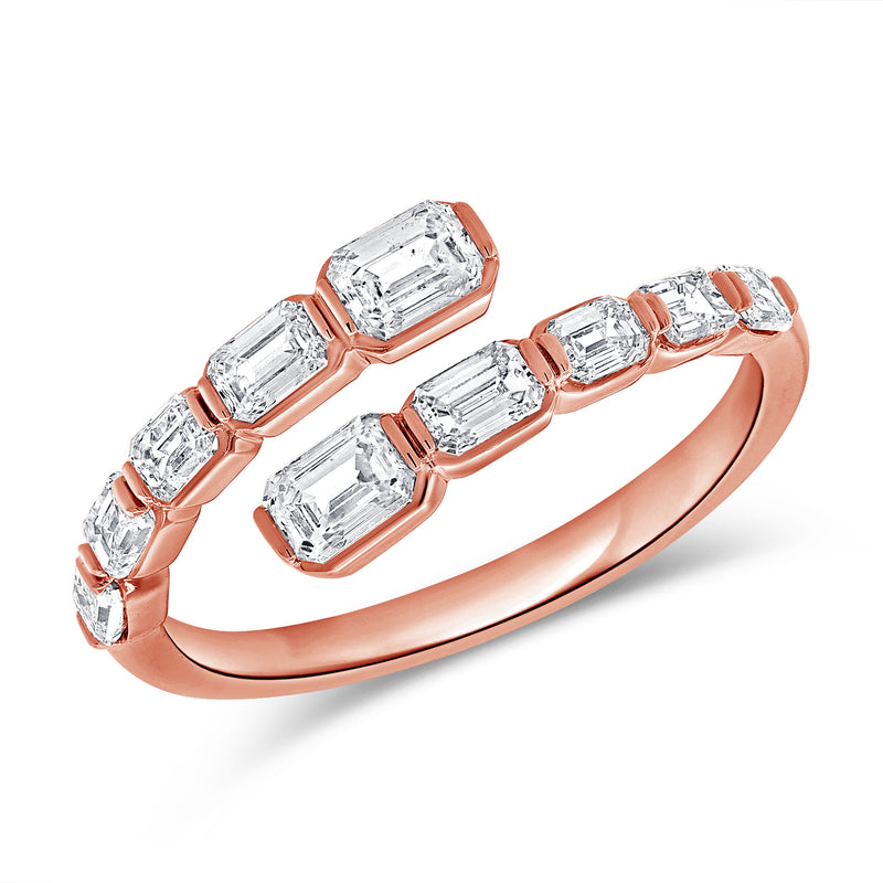 Modern Emerald-Cut Diamond Open Band in 14K Gold