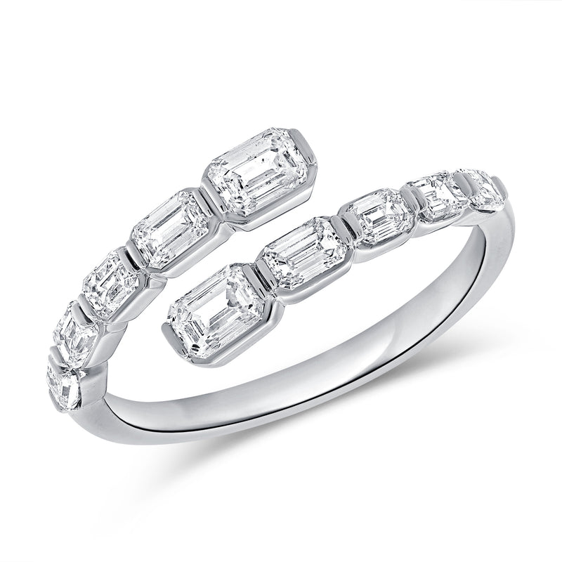 Modern Emerald-Cut Diamond Open Band in 14K Gold