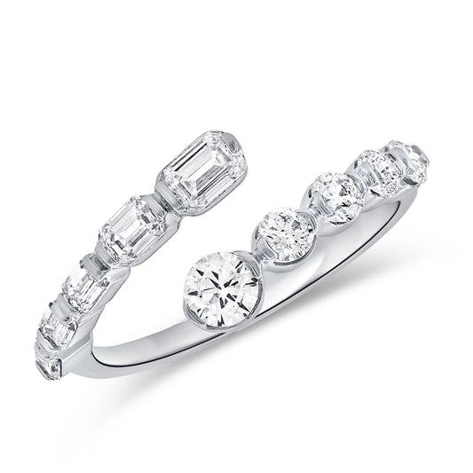 1.09 Carat Emerald Cut and Round Diamond Wrap Ring