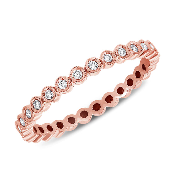 Delicate Milgrain Diamond Eternity Ring in 14K Gold