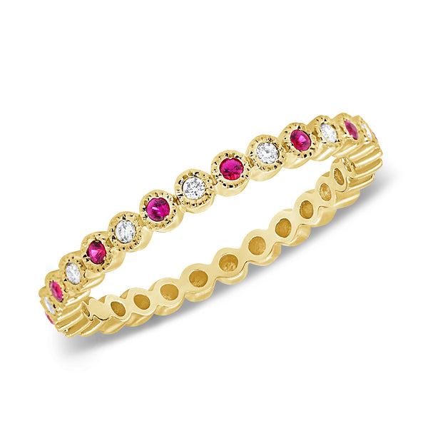 Ruby & Diamonds Ring made in 14K Gold