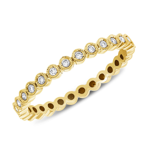 Delicate Milgrain Diamond Eternity Ring in 14K Gold