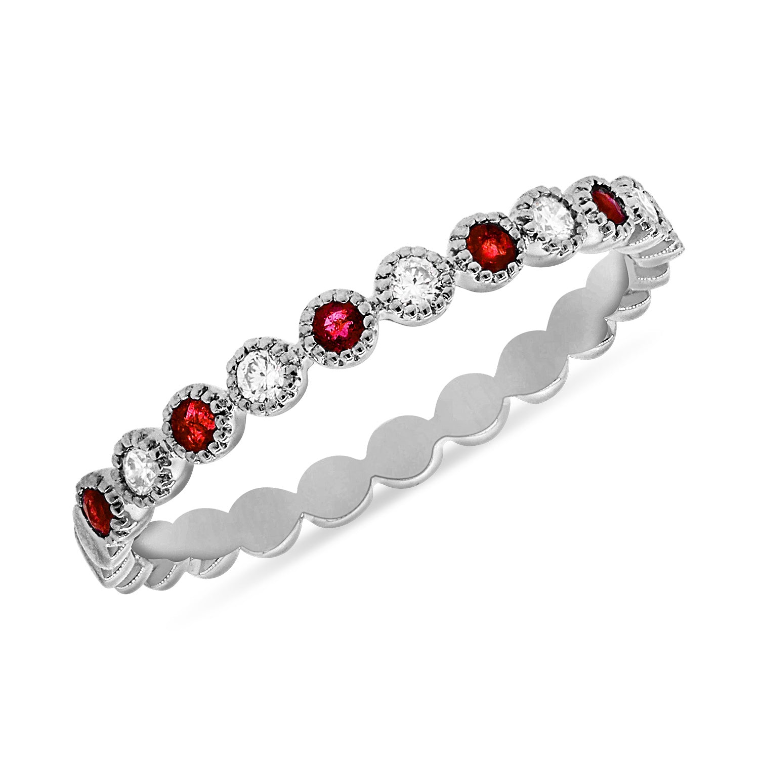 0.15CT Ruby and Diamond Eternity Ring in 14K Gold