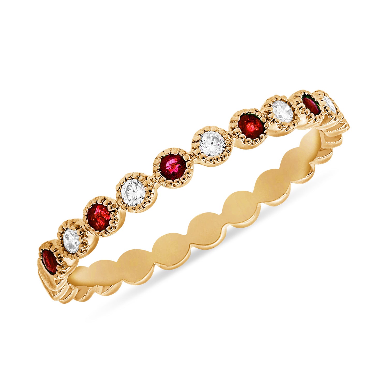 0.15CT Ruby and Diamond Eternity Ring in 14K Gold