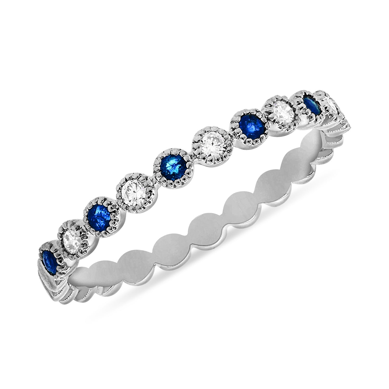 0.15CT Sapphire and Diamond Eternity Ring in 14K Gold