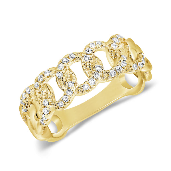 Diamond Link Chain Ring made in 14K Gold