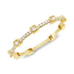 Skinny 14Kt Diamond Band with Geometric Design