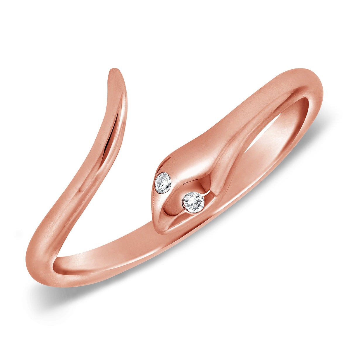 14K Gold Diamond Snake Ring – Serpent Design with 0.02ct Diamonds