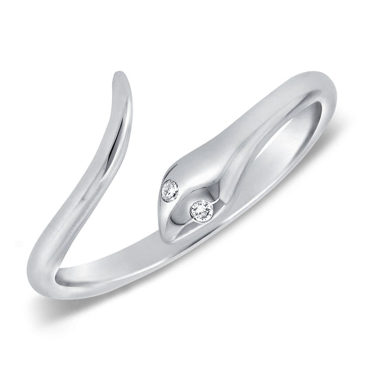 14K Gold Diamond Snake Ring – Serpent Design with 0.02ct Diamonds