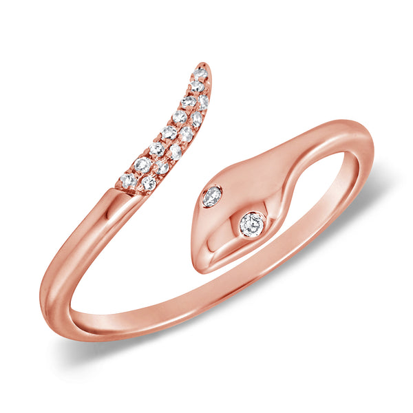 Graceful Diamond Snake Ring in 14K Gold