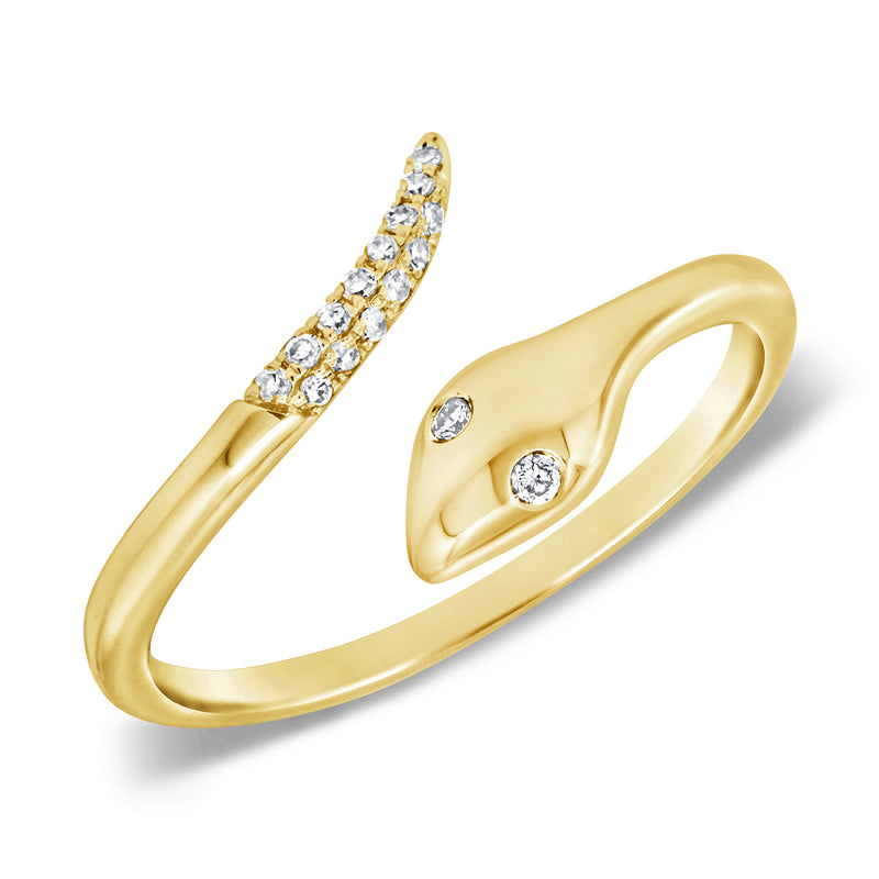 Graceful Diamond Snake Ring in 14K Gold