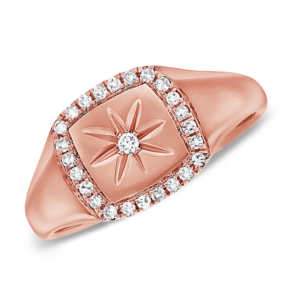 Dazzling 14K Gold Starburst Pinky Ring