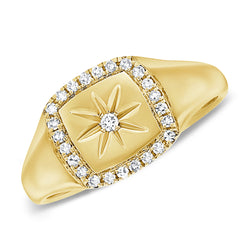 Dazzling 14K Gold Starburst Pinky Ring