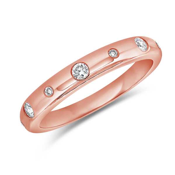 14K Gold Bezel-Set Diamond Band Ring – 0.17 Carat Diamond