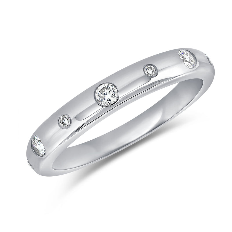 14K Gold Bezel-Set Diamond Band Ring – 0.17 Carat Diamond