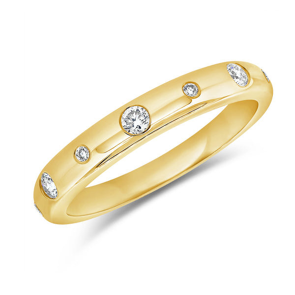 14K Gold Bezel-Set Diamond Band Ring – 0.17 Carat Diamond