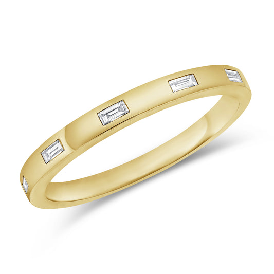 14K Gold Baguette Diamond Bezel Ring • 0.09ct