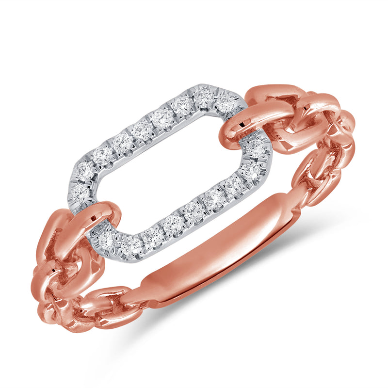 14K Gold Diamond Paperclip Link Ring with 0.12 Carats