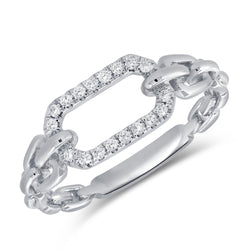 14K Gold Diamond Paperclip Link Ring with 0.12 Carats