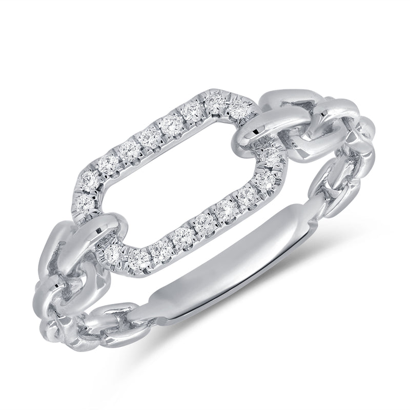 14K Gold Diamond Paperclip Link Ring with 0.12 Carats