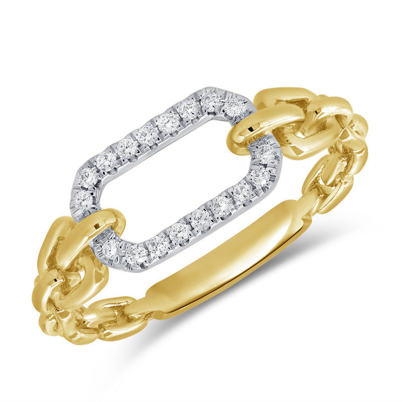 14K Gold Diamond Paperclip Link Ring with 0.12 Carats