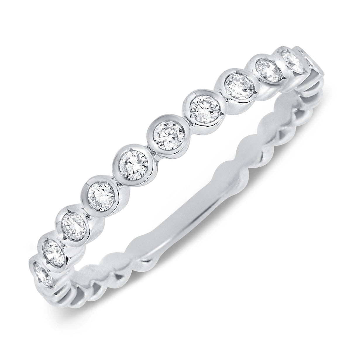 14K Gold 3/4 Diamond Band Ring – 0.19ct Round Brilliant Diamonds