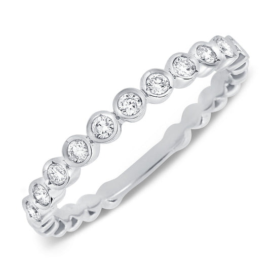 14K Gold 3/4 Diamond Band Ring – 0.19ct Round Brilliant Diamonds
