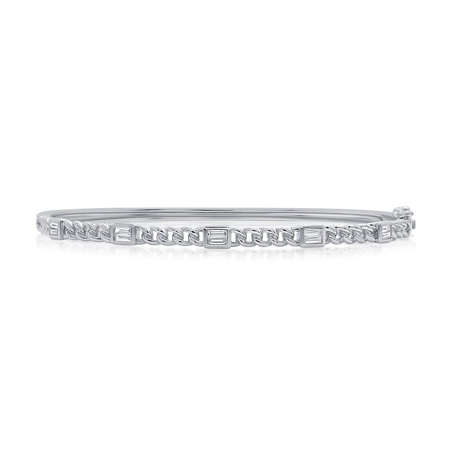 0.28CT Baguette Diamond Bezel Set Link Bangle in 14K Gold